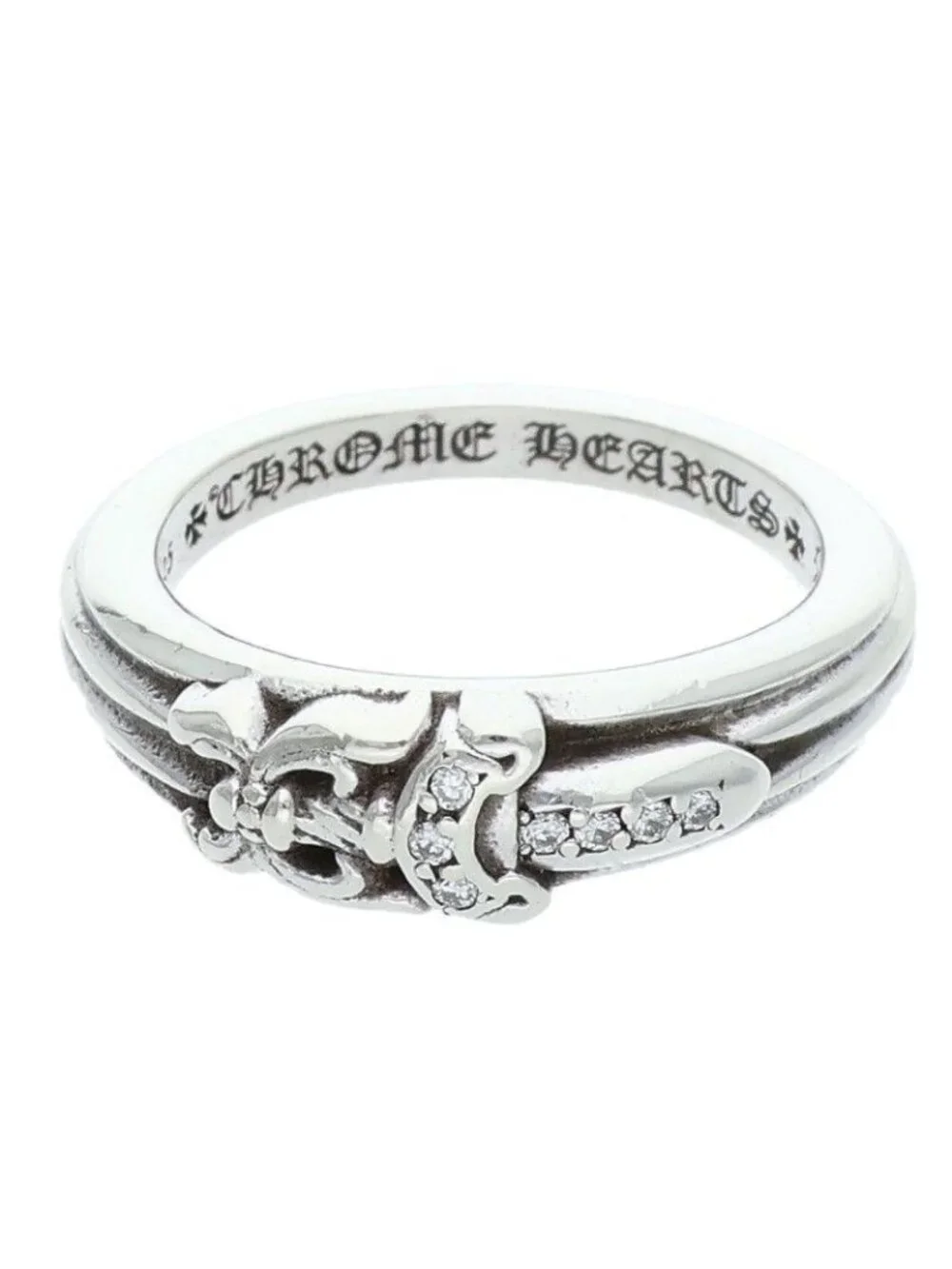 Chrome Hearts Baby Clsc P D Classic Dagger Pave Diamond Silver Ring